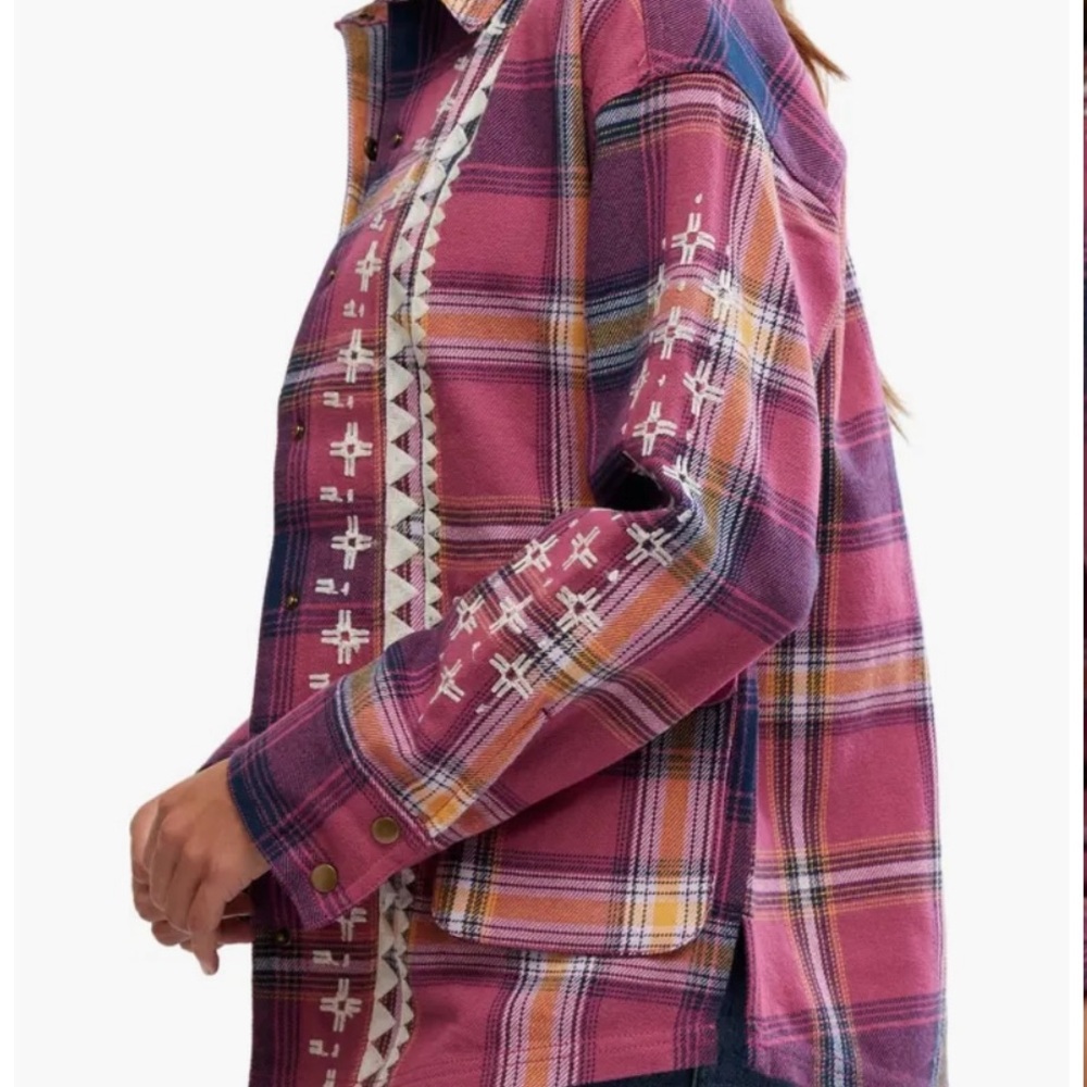 FREE PEOPLE We the Free Nordic Chill Plaid Shirt Jacket XS S Small New with tags - Picture 3 of 8